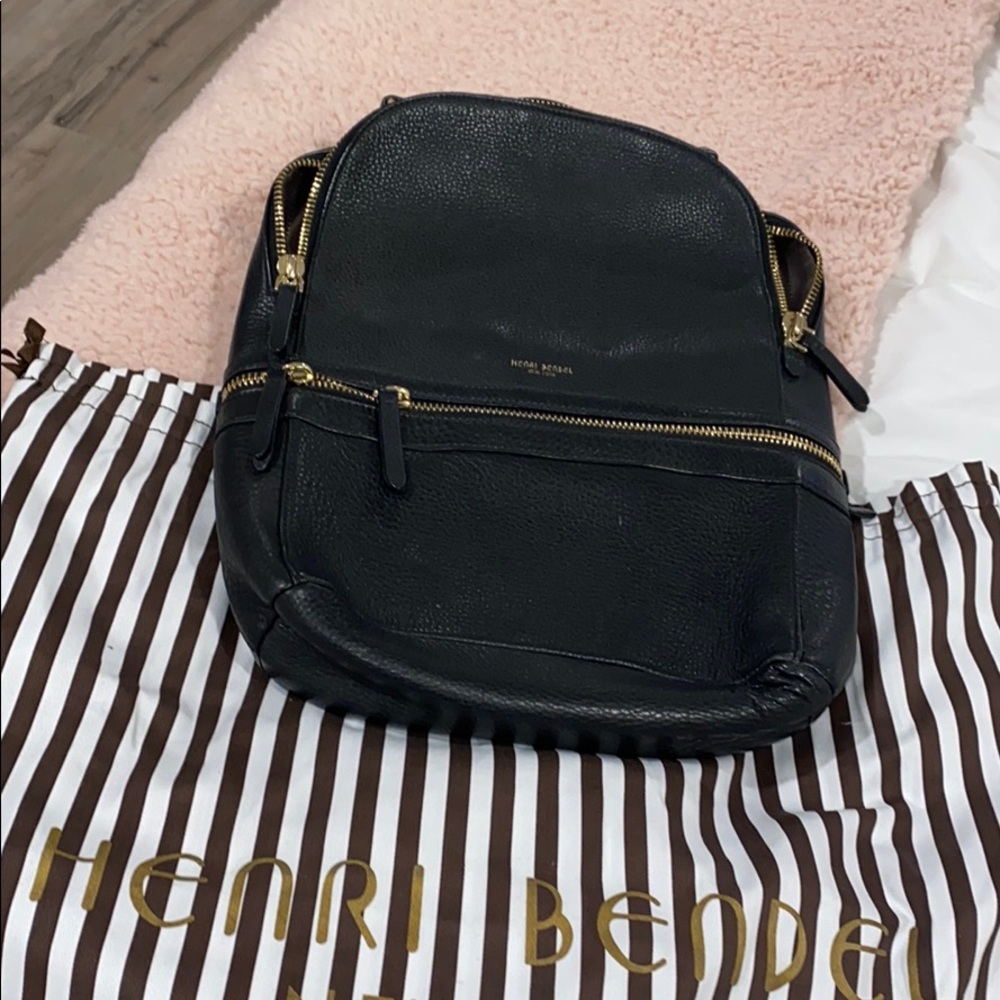 Hendri Bendel Soho Black Pebbles Leather Backpack